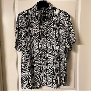 Mens Leopard Print Short Sleeve Shirt